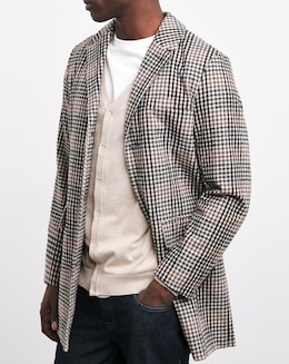 Wool Mix Check Over Coat