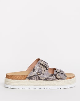 Leather Twin Buckle Sandal E Fit