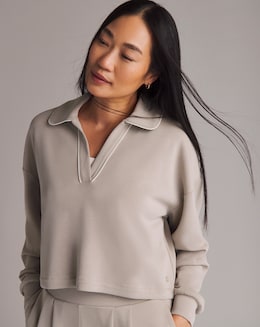 Sweaty Betty Sand Wash Crop Henley Sweatshirt