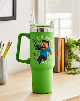 Minecraft Green 900ml Insulated Cup and Straw