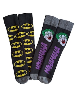 Mens 2pk Batman &amp; Joker Slipper Sock