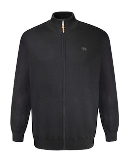 D555 Big &amp; Tall Franco-1 Classic Zip Through Knitted Sweater - Black