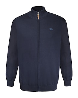 D555 Big &amp; Tall Franco-2 Classic Zip Through Knitted Sweater - Navy