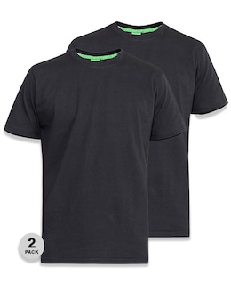 D555 Big &amp; Tall Fenton Pack of 2 Crew Neck T-Shirt - Black