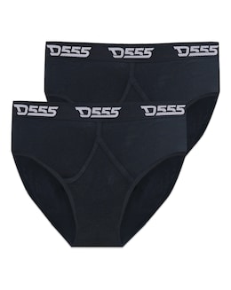 D555 Big &amp; Tall Thompson Pack of 2 Y Front Cotton Briefs - Black
