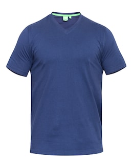 D555 Big &amp; Tall Signature Premium Weight Combed Cotton V Neck T-Shirt - Navy