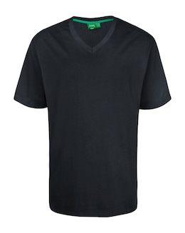 D555 Big &amp; Tall Signature Premium Weight Combed Cotton V Neck T-Shirt - Black