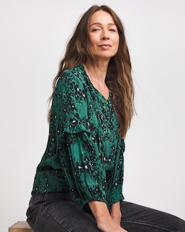 Button Front Frill Detail Top
