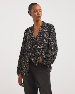 Multi Floral Volume Sleeve Blouse