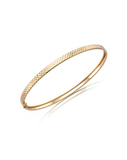 9ct Gold Diamond Cut Flat Tube Bangle