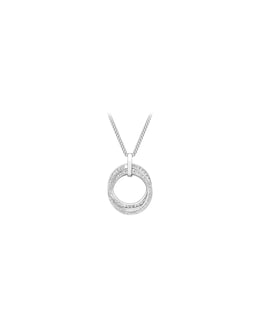 9ct Gold CZ Linked-Rings Pendant &amp; Chain