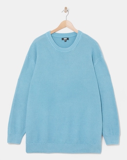 Blue Pigment Dyed Slouch Knitted Jumper