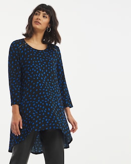 3/4 Sleeve Zip Detail Swing Tunic