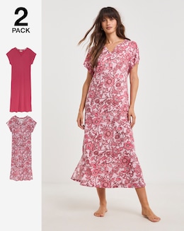 Julipa (2 Pack) Value Maxi Nighties Floral Print