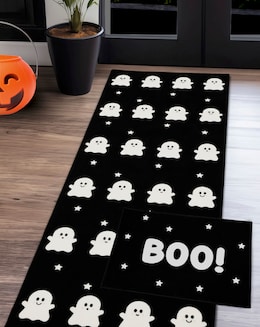 Halloween Ghost Washable Doormat &amp; Runner Set