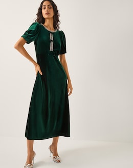 Monsoon Celeste Bow Velvet Midi Dress