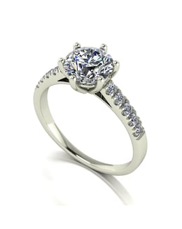 9ct White Gold 2ct eq total Moissanite Solitaire Ring