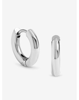 Jon Richard Sterling Silver Plated Stainless Steel Small Chubby Hoop Earrings