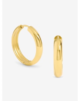 Jon Richard Gold Plated Stainless Steel Medium Flat Surface Hoop Earrings