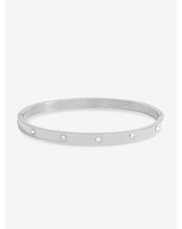 Jon Richard Sterling Silver Plated Stainless Steel Crystal Polished Bangle