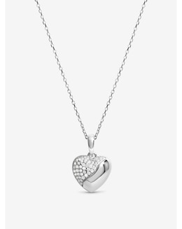 Simply Silver Sterling Silver 925 Polished and Micro Pave Pendant - Gift Pouch