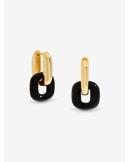 Jon Richard Gold Polished Link And Jet Enamel Link Earrings