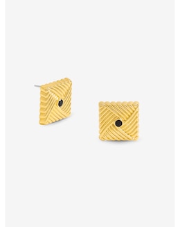 Jon Richard Gold Plated Ridge And Jet Square Earrings