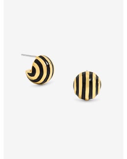 Jon Richard Gold Plated And Jet Enamel Stripe Dome Earrings