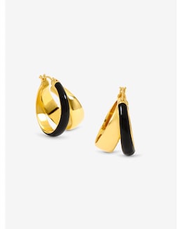 Jon Richard Gold Polished And Jet Enamel Double Hoop Earrings
