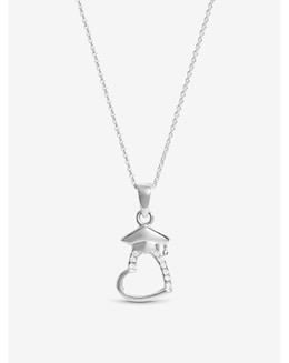 Simply Silver Sterling Silver 925 Cubic Zirconia Heart Graduation Pendant
