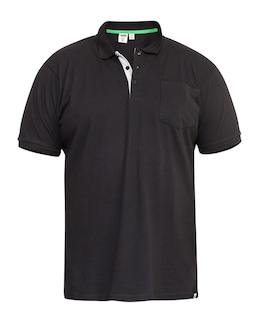 D555 Big &amp; Tall Grant Fully Combed Pique Polo Shirt with Pocket - Black