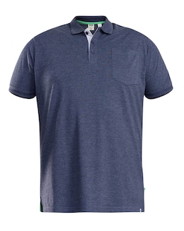 D555 Big &amp; Tall Grant Fully Combed Pique Polo Shirt with Pocket - Denim