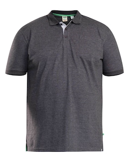 D555 Big &amp; Tall Grant Fully Combed Pique Polo Shirt with Pocket - Charcoal