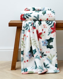Christmas Floral Fleece Throw