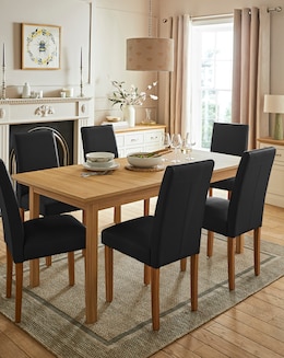 Julipa Ashford Extending 6 to 8 Seater Table with 6 Ava Leather Chairs