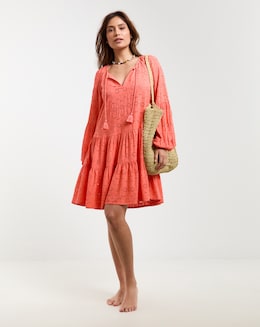 Beach To Beach Broderie Mini Beach Dress