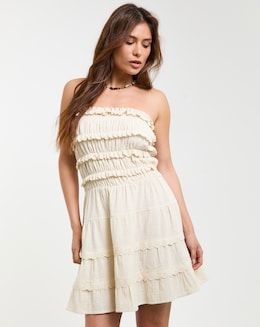 Beach To Beach Cotton Broderie Bandeau Beach Dress