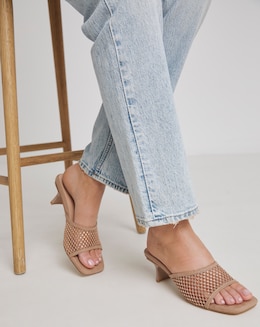 Paloma Diamante Mesh Kitten Heel Mule - Wide Fit (E)