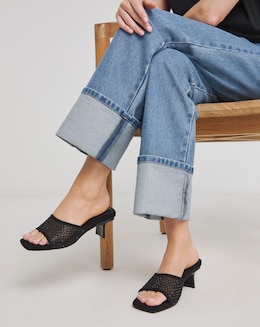 Paloma Diamante Mesh Kitten Heel Mule - Extra Wide Fit (E)