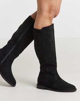 Deedee Stretch Panel Knee High Boots - Extra Wide Fit (EEE) &amp; Super Curvy Calf