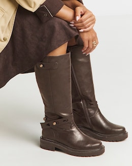 Veronica Knee High Wrap Detail Boots - Wide Fit (E) &amp; Curvy Calf