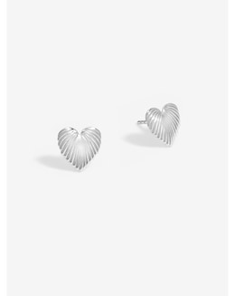 Simply Silver Ridge Heart Stud Earrings