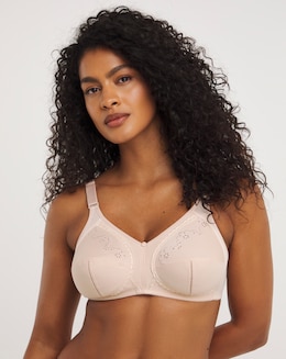 Pretty Secrets Dotty Natural Embroidered Non Wired Non Padded Bra C-H - Almond
