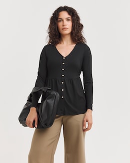 Long Sleeve Button Detail Top
