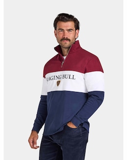 Raging Bull Cut &amp; Sew Quarter Zip Navy/Red