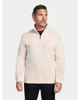 Raging Bull Tonal Embroidered Quarter Zip Sweat Ecru Marl