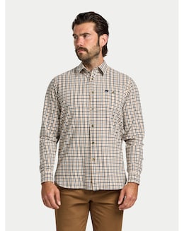 Raging Bull L/S Brookes Gingham Brushed Cotton Twill Shirt  Tan