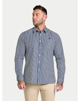 Raging Bull L/S Classic Poplin Stripe Shirt  Navy