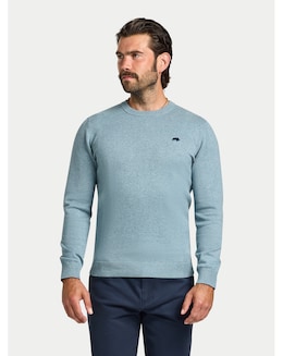 Raging Bull Classic Crew Neck Cotton/Cashmere Knit Green Marl