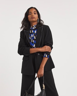 Contrast Stitch Scuba Crepe Blazer